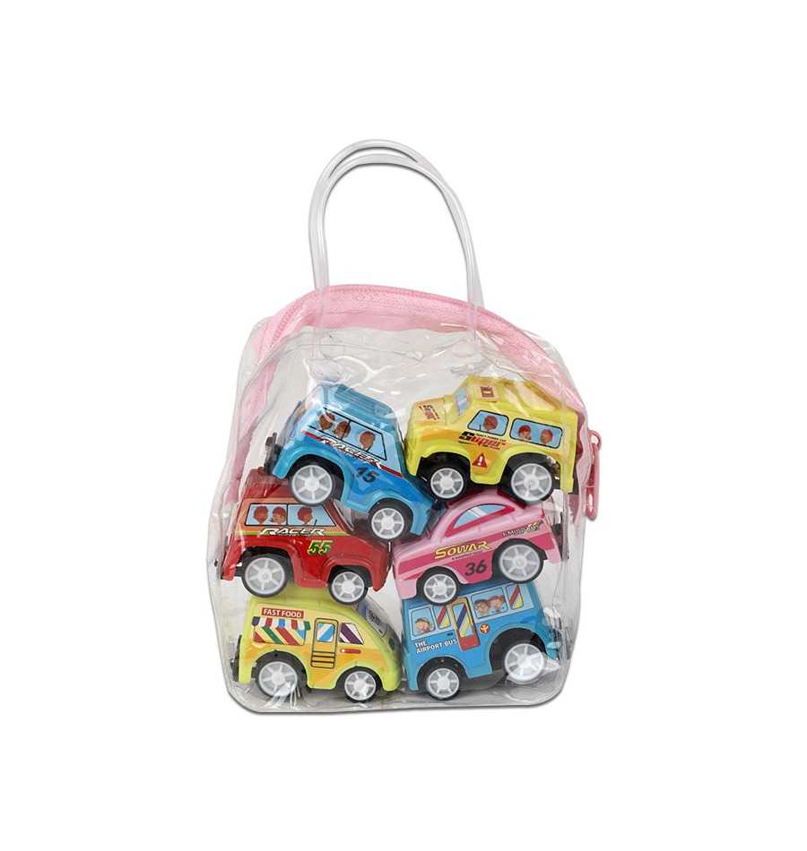 6Pcs Pull Back Car Toys Car Children Racing Car Baby Mini Cars Cartoon Pull Back Bus Truck Kids Toys For Children Boy Gifts